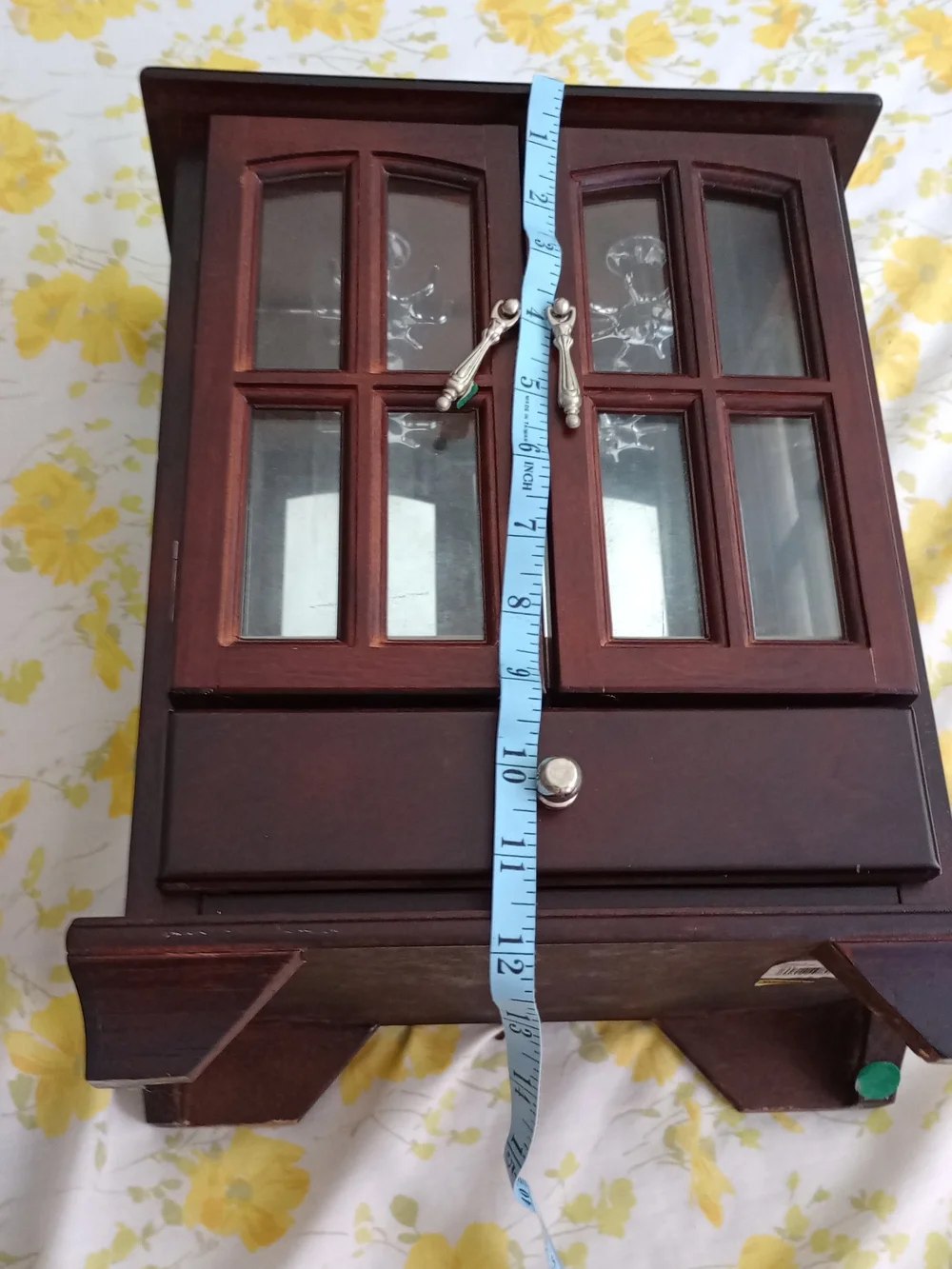 Wood Finish Jewelry Organizer Cabinet in Dark Brown